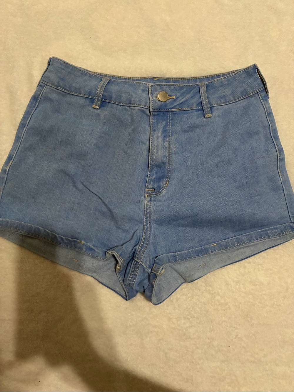 Kendall & Kylie Medium Blue High-Waist Denim Shorts
